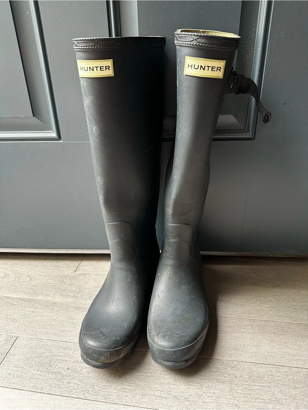 Women’s Hunter Blue Tall Waterproof Outdoor Side Buckle Rubber Boots Size 6
